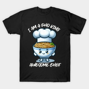 Cute Kawaii I Am A Pho King Awesome Chef Funny Noodle Bowl T-Shirt